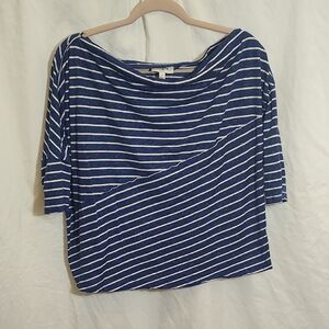 Umgee Navy and White Striped Short Sleeve Top